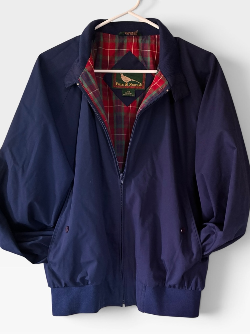 Vintage Field and Stream Navy Blue Harrington-style Bomber Jacket
